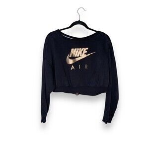 Nike Air Rally Crew Cropped Sweatshirt Rose Gold Logo Zippered Size Small
